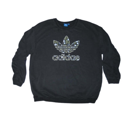 Adidas Originals Trefoil Floral Crewneck/Sweatshirt Logo Black Women’s -XL