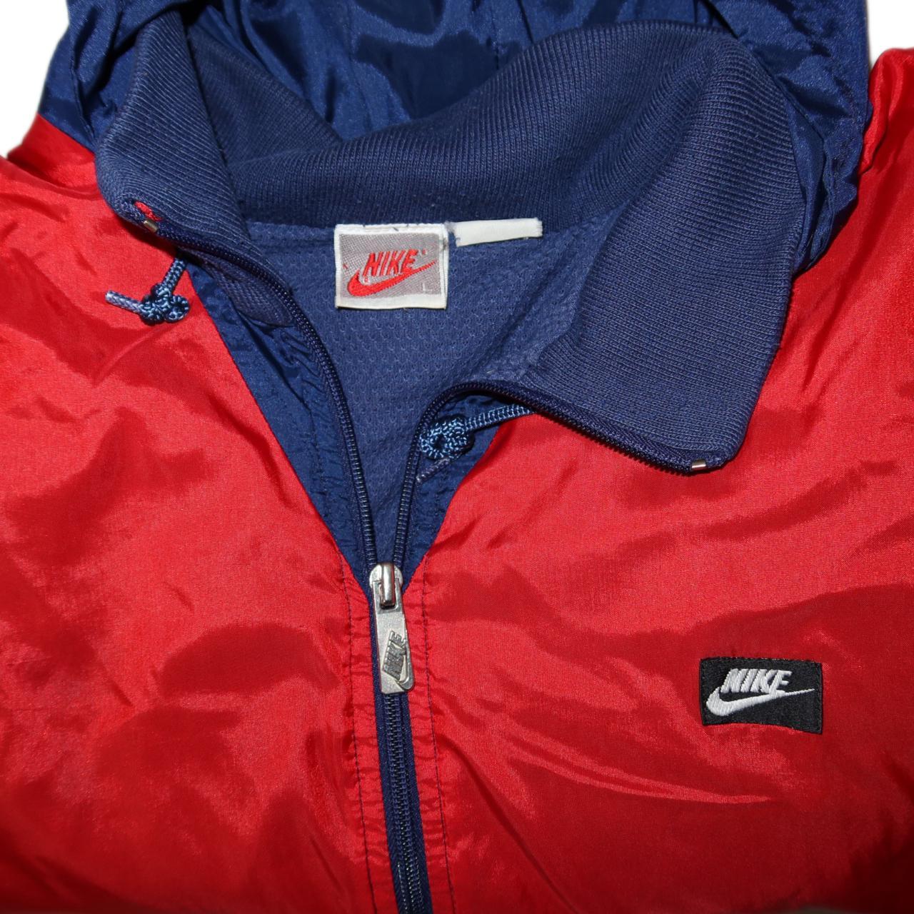 NIKE Vintage Blue & Red Zip Front Track Jacket with Hood -Large