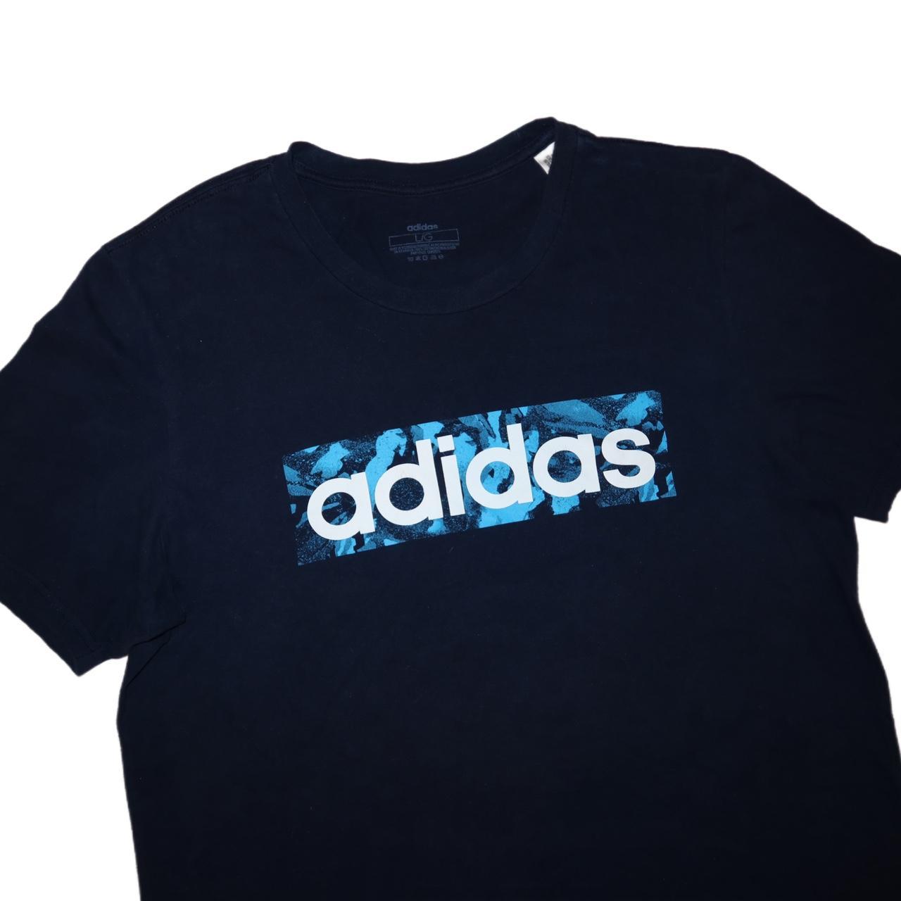 Adidas Blue Spell Out Logo Navy T-Shirt Men’s -Large