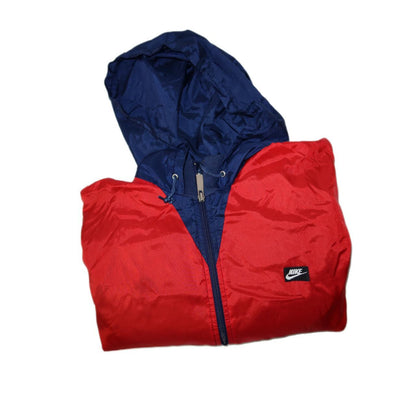 NIKE Vintage Blue & Red Zip Front Track Jacket with Hood -Large