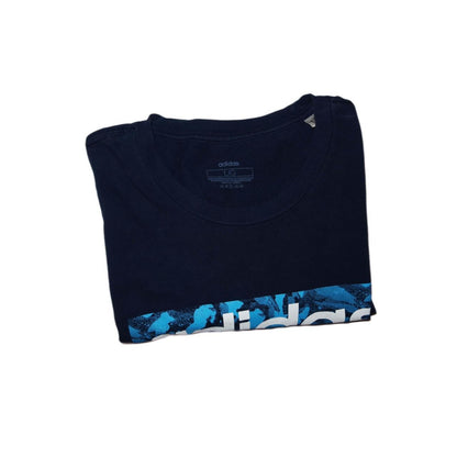 Adidas Blue Spell Out Logo Navy T-Shirt Men’s -Large